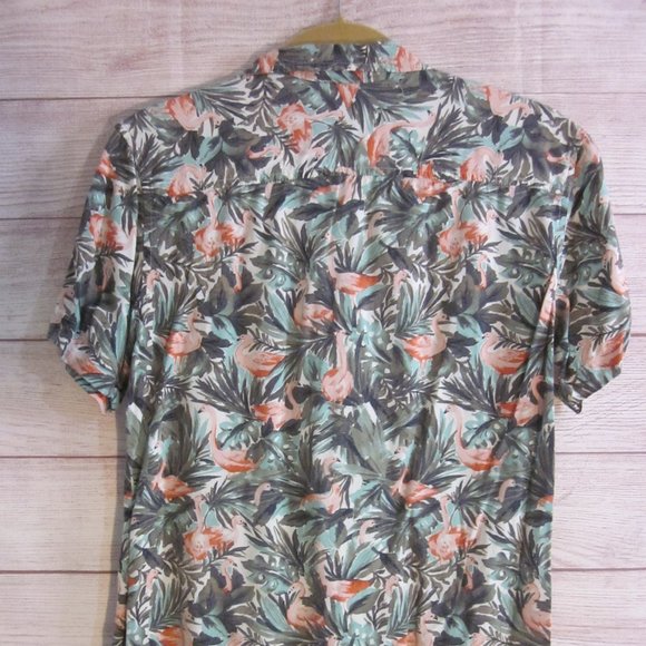 Goodiellow & Co Shirt Size Small Flamingo Palm Tree Print Button Up Hawaiian - Picture 4 of 4